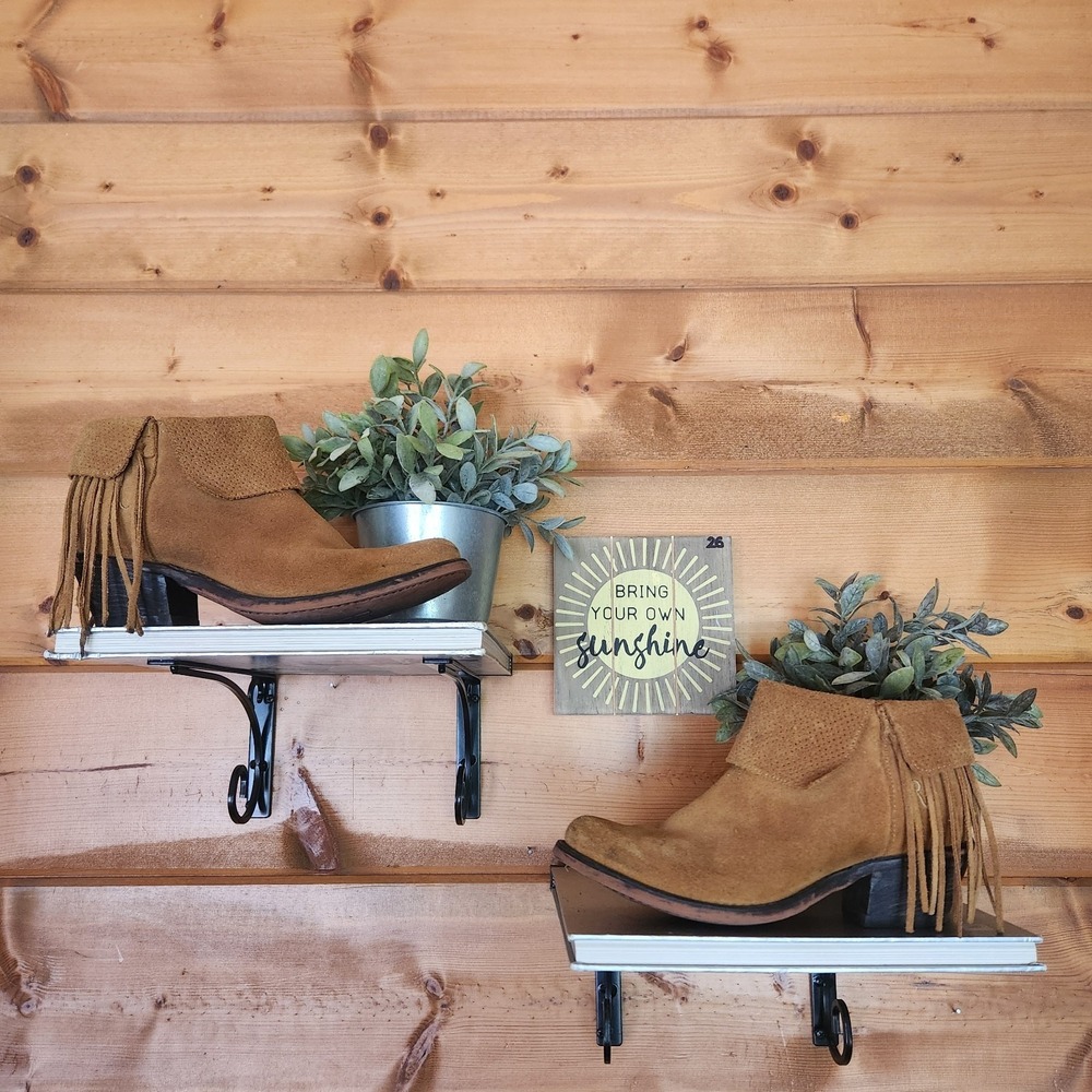 Reba By Justin RML 101 Brown Leather Fringe Ankle Western Cowgirl Bootie Sz 5.5B